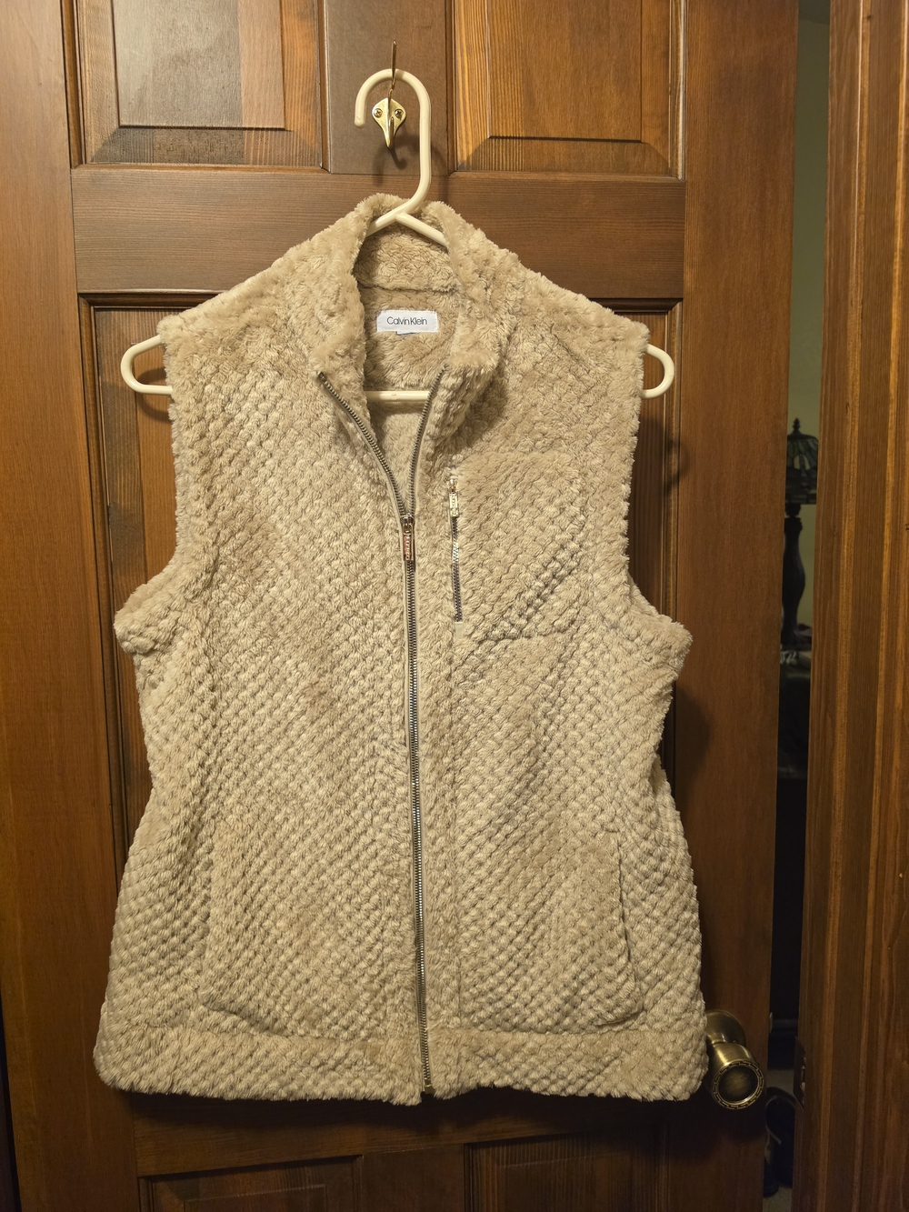 Calvin Klein Tan Sherpa Zip Vest